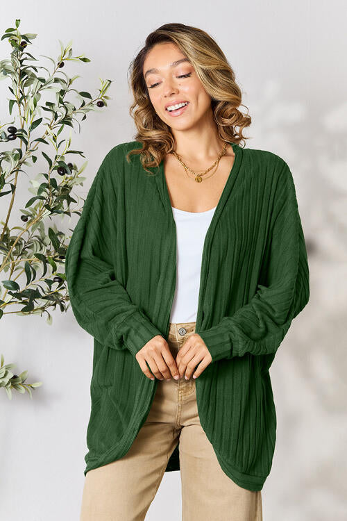 Basic Bae Full Size Ribbed Cocoon Cardigan Cardigan Trendsi Green S 