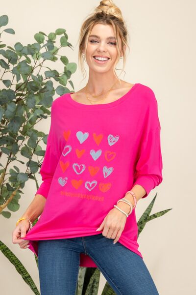 Celeste Full Size Heart Graphic Long Sleeve T-Shirt Top Trendsi   