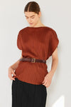 Marina West Swim Rib Pleated Oversized Dolman Sleeve Top Top Trendsi Brown One Size 