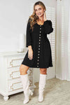 Double Take Scoop Neck Empire Waist Long Sleeve Magic Dress Mini Dress Trendsi   