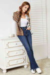 Double Take Plaid Contrast Button Up Shirt Jacket Jacket Trendsi   