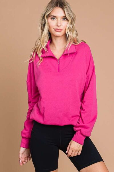 Culture Code Full Size Half Zip Long Sleeve Sweatshirt Sweatshirt Trendsi SATINROSE S 