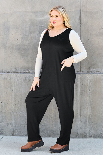 Double Take Full Size Sleeveless Straight Jumpsuit - NeoKira Unlimited