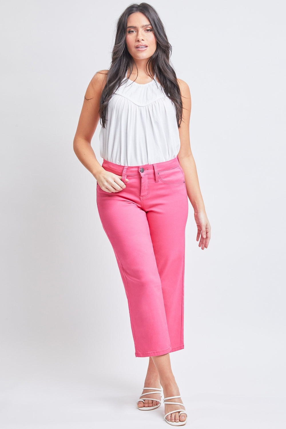 YMI Jeanswear Mid-Rise Hyperstretch Cropped Straight Pants - NeoKira Unlimited