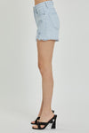 RISEN Full Size High Rise Distressed Detail Denim Shorts Denim Shorts Trendsi   