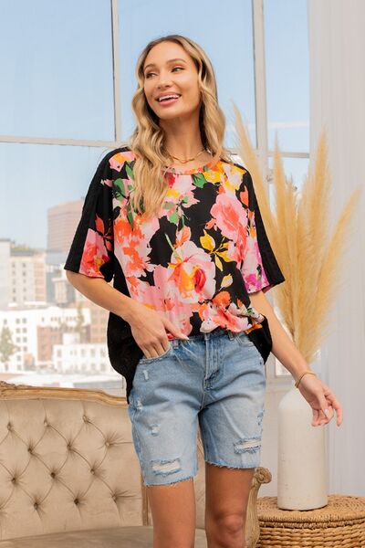 Sew In Love Full Size Floral Round Neck Short Sleeve T-Shirt - NeoKira Unlimited