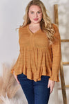 Hailey & Co Full Size V-Neck Flounce Sleeve Blouse Top Trendsi   