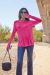 Basic Bae Full Size Round Neck Long Sleeve T-Shirt T-Shirt Trendsi Deep Rose S 