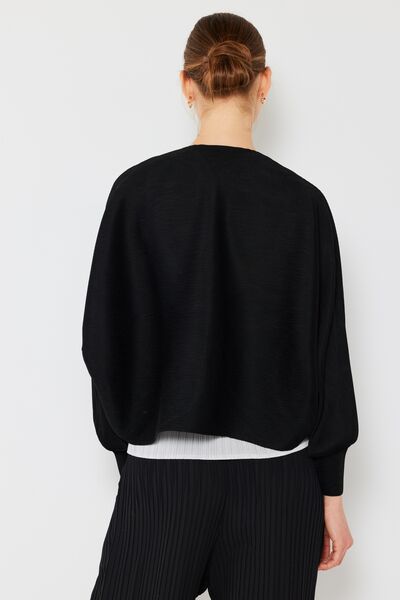 Marina West Swim Rib Pleated Puff Sleeve Bolero Cardigan Cardigan Trendsi   