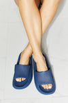 Arms Around Me Open Toe Slide in Navy Slides Trendsi   