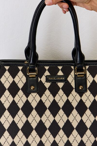 David Jones Argyle Pattern PU Leather Handbag - NeoKira Unlimited