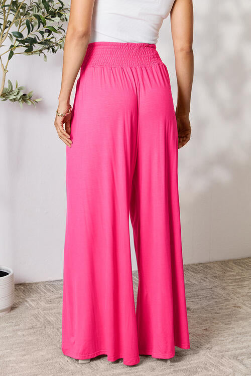 Double Take Full Size Smocked Wide Waistband Wide Leg Pants - NeoKira Unlimited