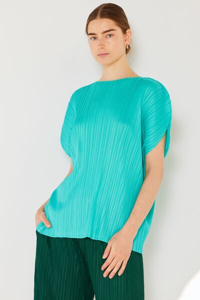 Marina West Swim Rib Pleated Oversized Dolman Sleeve Top Top Trendsi   