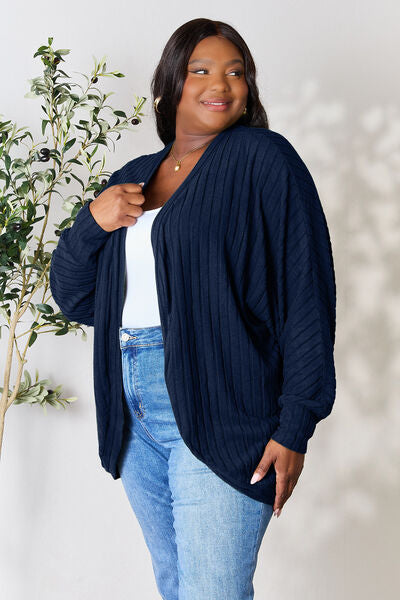 Basic Bae Full Size Ribbed Cocoon Cardigan - NeoKira Unlimited