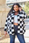 Double Take Full Size Checkered Button Front Coat with Pockets Coat Trendsi   