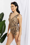 Marina West Swim Full Size Float On Ruffle Faux Wrap One-Piece in Leopard Swimsuit Trendsi   