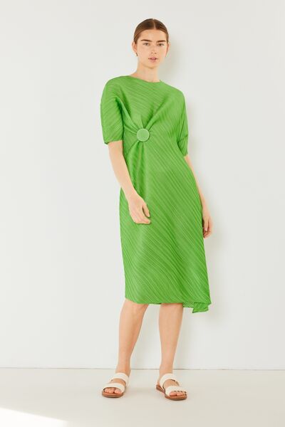 Marina West Swim Pleated Dolman Sleeve Dress Midi Dress Trendsi Fun Green S/M 