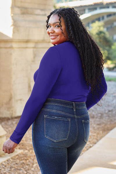 Basic Bae Full Size Round Neck Long Sleeve Bodysuit - NeoKira Unlimited