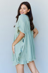 Ninexis Out Of Time Full Size Ruffle Hem Dress with Drawstring Waistband in Light Sage Mini Dress Trendsi   