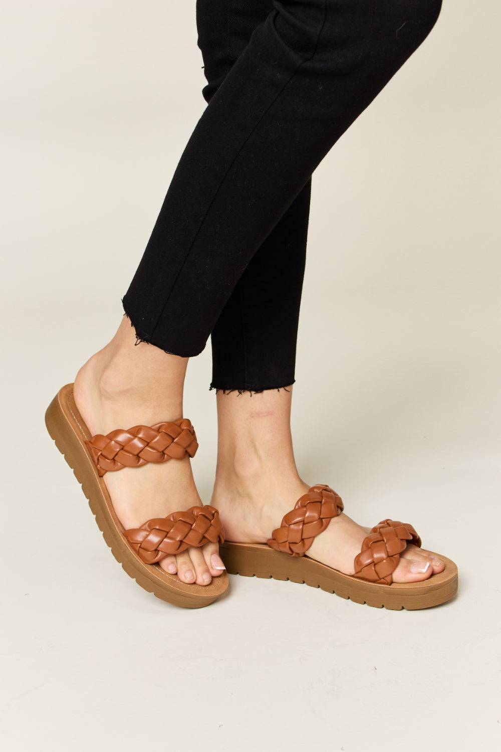 WILD DIVA Woven Dual Band Platform Sandals - NeoKira Unlimited