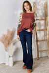 Hailey & Co Full Size Leopard Waffle-Knit Blouse Top Trendsi   