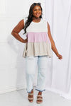 White Birch Full Size Watching the Sunset Color Block Babydoll Top Top Trendsi   