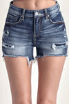 RISEN Mid Rise Raw Hem Denim Shorts Denim Shorts Trendsi   