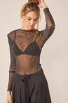 Idem Ditto Sparkling Glitter Long Sleeve Sheer Top Top Trendsi   