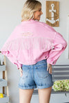 Veveret Fringe Distressed Button Up Denim Jacket Jacket Trendsi   