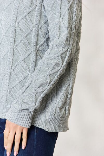 BiBi Cable Knit Round Neck Sweater - NeoKira Unlimited