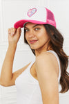 Fame Falling For You Trucker Hat in Pink Caps Trendsi Fuchsia Pink One Size 