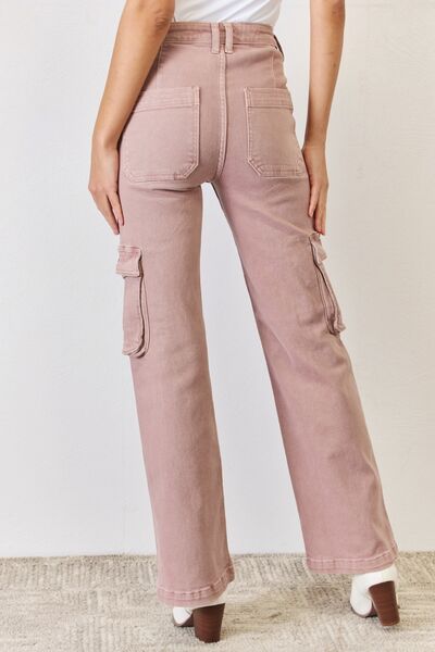 RISEN Full Size High Rise Cargo Wide Leg Jeans - NeoKira Unlimited