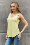 BOMBOM Criss Cross Front Detail Sleeveless Top in Butter Yellow Top Trendsi   