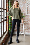 Veveret Round Neck Roll-Up Sweater Sweater Trendsi   