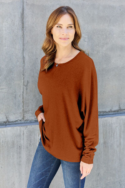 Double Take Full Size Round Neck Long Sleeve T-Shirt - NeoKira Unlimited
