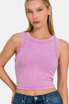 Zenana Ribbed Round Neck Cropped Tank Tank Top Trendsi MAUVE S 