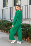 Double Take Full Size Textured Long Sleeve Top and Drawstring Pants Set Pants Set Trendsi   