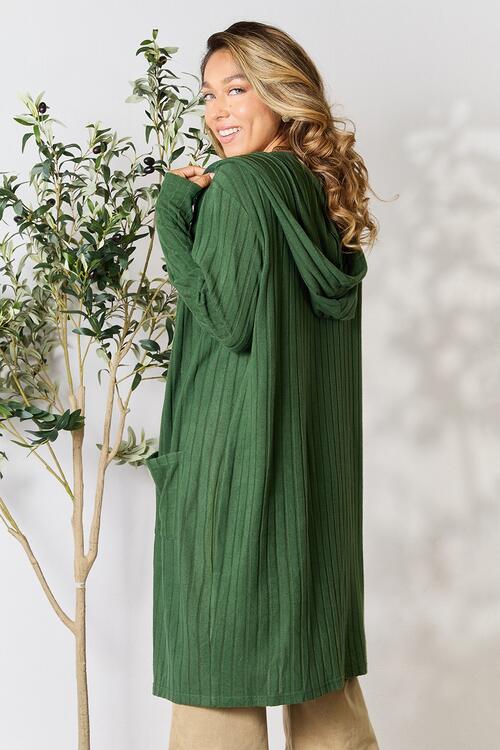 Basic Bae Full Size Ribbed Open Front Long Sleeve Cardigan - NeoKira Unlimited
