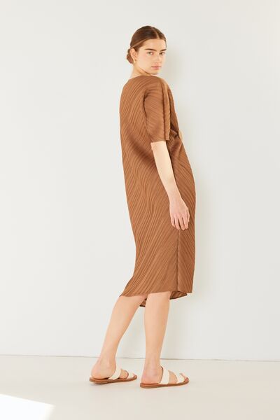 Marina West Swim Pleated Dolman Sleeve Dress Midi Dress Trendsi   