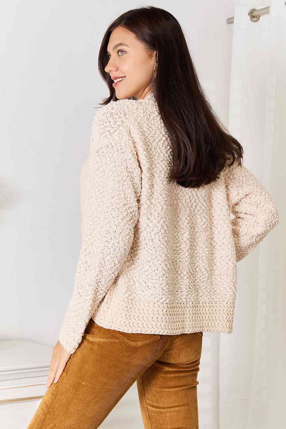 Double Take Open Front Long Sleeve Cardigan Cardigan Trendsi   