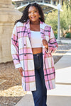 Double Take Full Size Plaid Button Up Lapel Collar Coat Coat Trendsi   