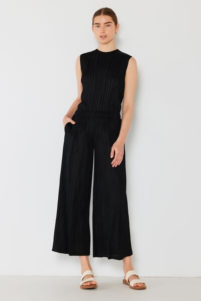 Marina West Swim Pleated Wide-Leg Pants with Side Pleat Detail  Trendsi Black S 