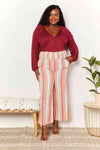 Double Take Striped Smocked Waist Pants with Pockets Pants Trendsi   