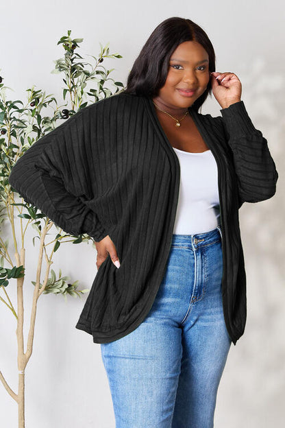 Basic Bae Full Size Ribbed Cocoon Cardigan - NeoKira Unlimited