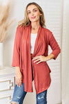 Culture Code Full Size Open Front Cardigan Cardigan Trendsi Coral S 