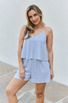 Culture Code Let It Happen Full Size Double Flare Striped Romper in Cobalt Blue Romper Trendsi   