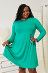 Zenana Full Size Long Sleeve Flare Dress with Pockets Mini Dress Trendsi Teal S 