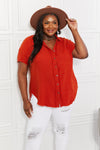 Zenana Full Size Summer Breeze Gauze Short Sleeve Shirt in Copper Top Trendsi   