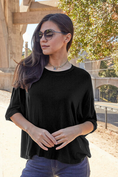 Basic Bae Full Size Round Neck Drop Shoulder T-Shirt - NeoKira Unlimited