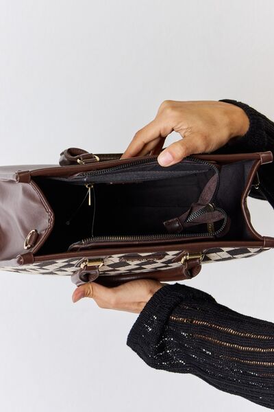 David Jones Argyle Pattern PU Leather Handbag - NeoKira Unlimited